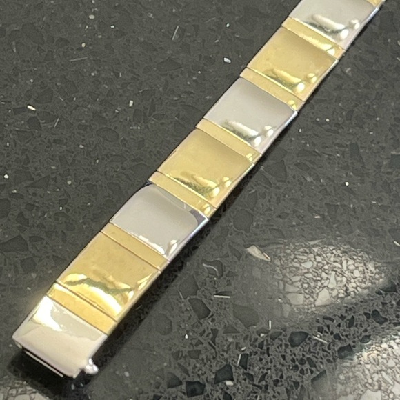 18k Gold sterling silver link shiny mirrored polished vintage bracelet QVC - Picture 3 of 6